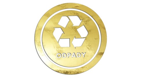 Naklejka ODPADY - segregacja odpadów złoty chrom