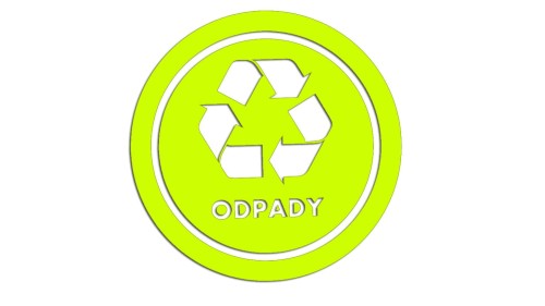 Naklejka ODPADY - segregacja odpadów żółty neon
