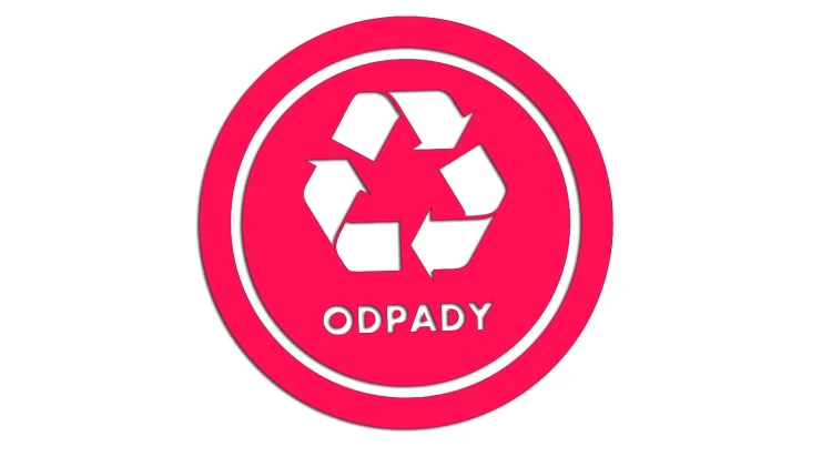 Naklejka ODPADY - segregacja odpadów różowy neon