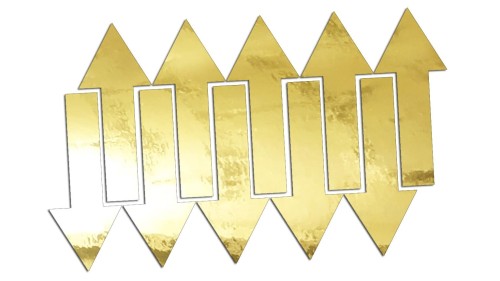 Zestaw 10x Naklejka Strzałka - oznakowanie Magazynowe i Biurowe złoty chrom