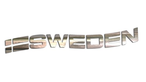 Naklejka SWEDEN - Flaga Szwecji (Fala) do Saab Scania Volvo chrom
