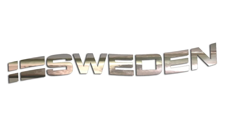 Naklejka SWEDEN - Flaga Szwecji (Fala) do Saab Scania Volvo chrom