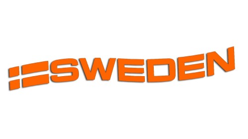 Naklejka SWEDEN - Flaga Szwecji (Fala) do Saab Scania Volvo pomarańczowy neon