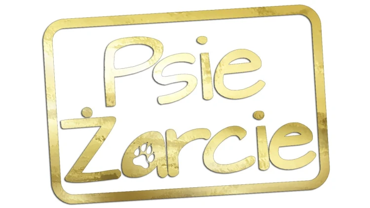 Naklejka PSIE ŻARCIE - Etykieta na Pojemnik z Karmą złoty chrom
