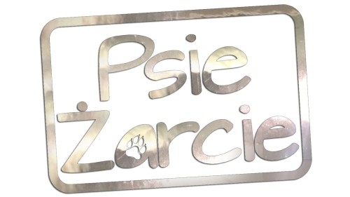 Naklejka PSIE ŻARCIE - Etykieta na Pojemnik z Karmą chrom