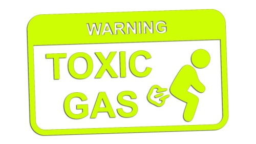 Naklejka WARNING TOXIC GAS - Śmieszny Znak żółty neon