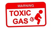 Naklejka WARNING TOXIC GAS - Śmieszny Znak czerwony neon