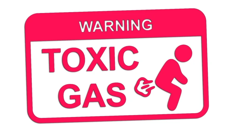 Naklejka WARNING TOXIC GAS - Śmieszny Znak różowy neon