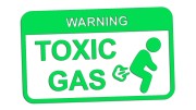 Naklejka WARNING TOXIC GAS - Śmieszny Znak zielony neon