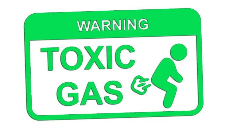 Naklejka WARNING TOXIC GAS - Śmieszny Znak zielony neon