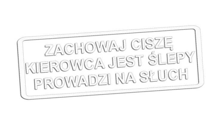 Naklejka Zachowaj ciszę kierowca jest ślepy prowadzi na słuch - śmieszny napis na auto - zabawna wlepka ostrzegawcza na szybę biała