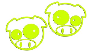 Naklejki ŚWINIA ŚWINKA PIG do SUBARU  lewa i prawa - kolory neonowe