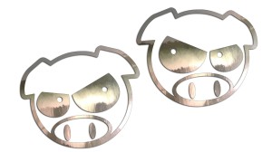 Naklejki ŚWINIA ŚWINKA PIG ZŁA do SUBARU  lewa i prawa - kolory - chrom