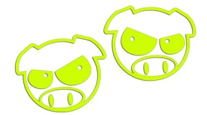 Naklejki ŚWINIA ŚWINKA PIG ZŁA do SUBARU  lewa i prawa - kolory neonowe