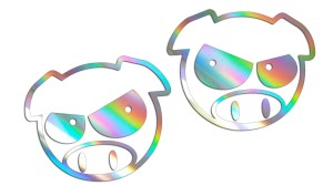 Naklejki ŚWINIA ŚWINKA PIG ZŁA do SUBARU  lewa i prawa - holograficzna