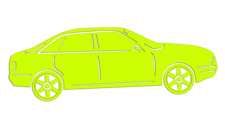 Naklejka AUDI 80 - Sylwetka Boczna - Profil Samochodu Klasyk - żółty neon