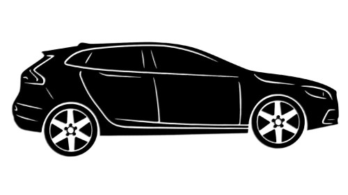 Naklejka VOLVO V40 II - Sylwetka Boczna - Profil Samochodu Hatchback - czarna