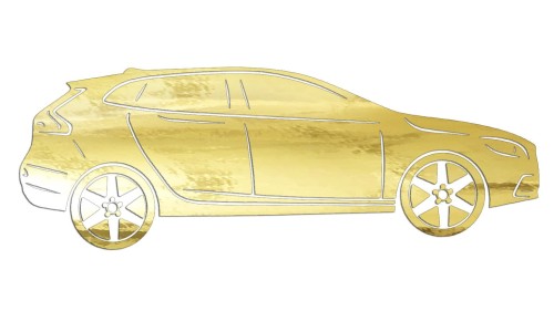 Naklejka VOLVO V40 II - Sylwetka Boczna - Profil Samochodu Hatchback - złoty chrom