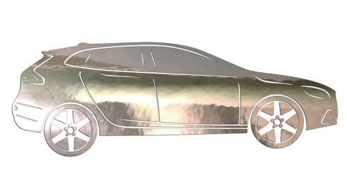 Naklejka VOLVO V40 II - Sylwetka Boczna - Profil Samochodu Hatchback - chrom
