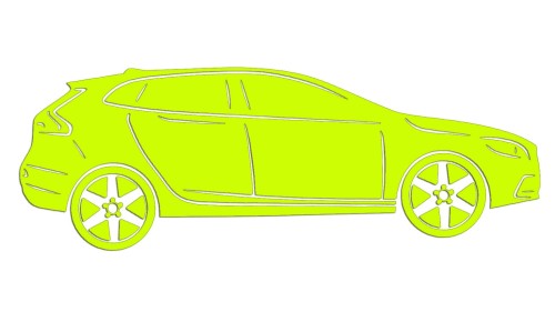 Naklejka VOLVO V40 II - Sylwetka Boczna - Profil Samochodu Hatchback - żółty neon