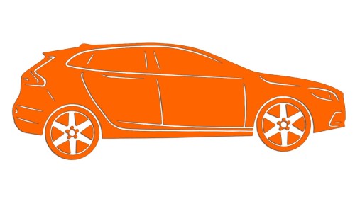 Naklejka VOLVO V40 II - Sylwetka Boczna - Profil Samochodu Hatchback - pomarańczowy neon