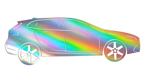Naklejka VOLVO V40 II - Sylwetka Boczna - Profil Samochodu Hatchback - holograficzna