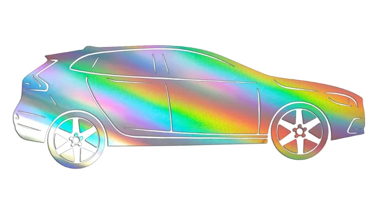 Naklejka VOLVO V40 II - Sylwetka Boczna - Profil Samochodu Hatchback - holograficzna