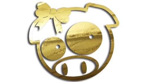 Naklejka świnka Subaru Pig Girl dziewczynka - złoty chrom