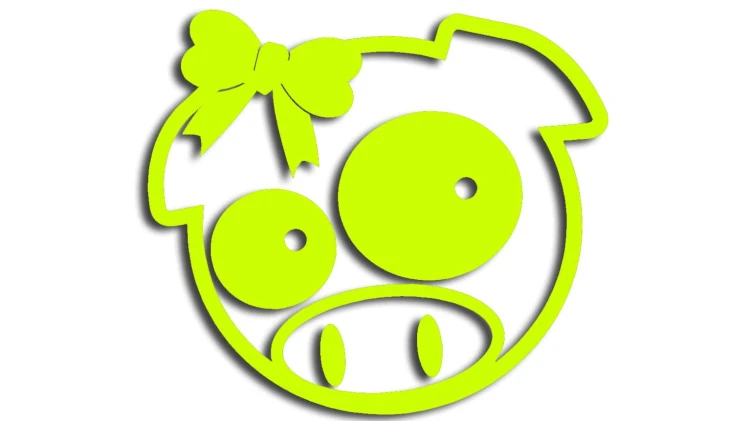 Naklejka świnka Subaru Pig Girl dziewczynka - żółty neon