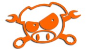 Naklejka SUBARU PIG - Świnka i skrzyżowane klucze/pirat - Rajdowa JDM pomarańczowy neon