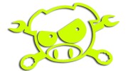 Naklejka SUBARU PIG - Świnka i skrzyżowane klucze/pirat - Rajdowa JDM żółty neon