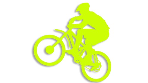 Naklejka rowerowa na szybę i karoserię - rowerzysta skaczący na rowerze żółty neon