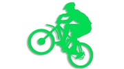 Naklejka rowerowa na szybę i karoserię - rowerzysta skaczący na rowerze zielony neon