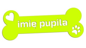 IMIĘ PUPILA - KOŚĆ ŁAPKA SERCE PIES - kolory neonowe