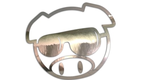 Naklejka SUBARU PIG - Świnka w okularach - Rajdowa JDM chrom