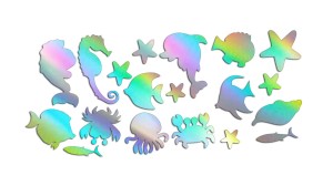 MORSKIE ZWIERZĘTA 19 SZTUK - holograficzna