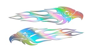 ORZEŁ GRYF OGIEŃ PŁOMIEŃ lewa i prawa - holograficzna