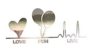 LOVE FUN LIVE - SERCE LINIA ŻYCIA BALONY - kolory - chrom
