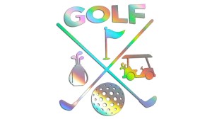 GOLF - PIŁKA - TORBA - CHORĄGIEWKA - WÓZEK - holograficzna