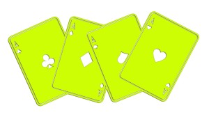 KARTY CZTERY ASY KARETA - PIK, TREFL, KARO, KIER - kolory neonowe