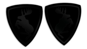 ŁOŚ Z TŁEM  - lewa i prawa do Saab Scania Volvo - CZARNE - BLACK BANDIT 