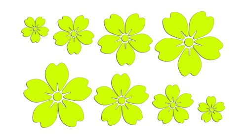 Zestaw naklejek Kwiatki Sakura żółty neon