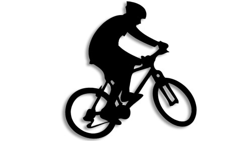 Naklejka rowerowa na szybę i karoserię - rowerzysta skaczący na rowerze - czarna