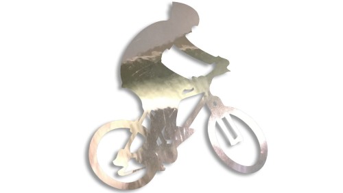 Naklejka rowerowa na szybę i karoserię - rowerzysta skaczący na rowerze - chrom