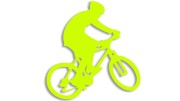 Naklejka rowerowa na szybę i karoserię - rowerzysta skaczący na rowerze żółty neon