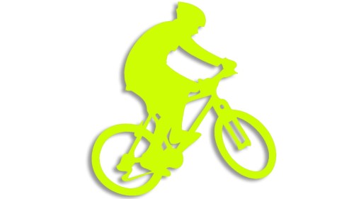 Naklejka rowerowa na szybę i karoserię - rowerzysta skaczący na rowerze żółty neon
