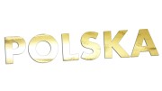 Naklejka samochodowa napisy POLSKA patriotyczna - gadżet dla kibica - złoty chrom