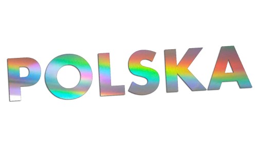 Naklejka na auto POLSKA napis na klapę szybe - oznaczenie kraju - holograficzna