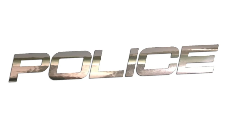 Naklejka samochodowa POLICE amerykański styl - chrom