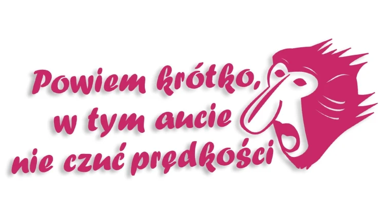 naklejka janusz nosacz powiem krotko w tym aucie nie czuc predkosci rozowa.jpg